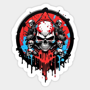 Cyberpunk Skulls Squad futuristic comic pop art poster Sticker